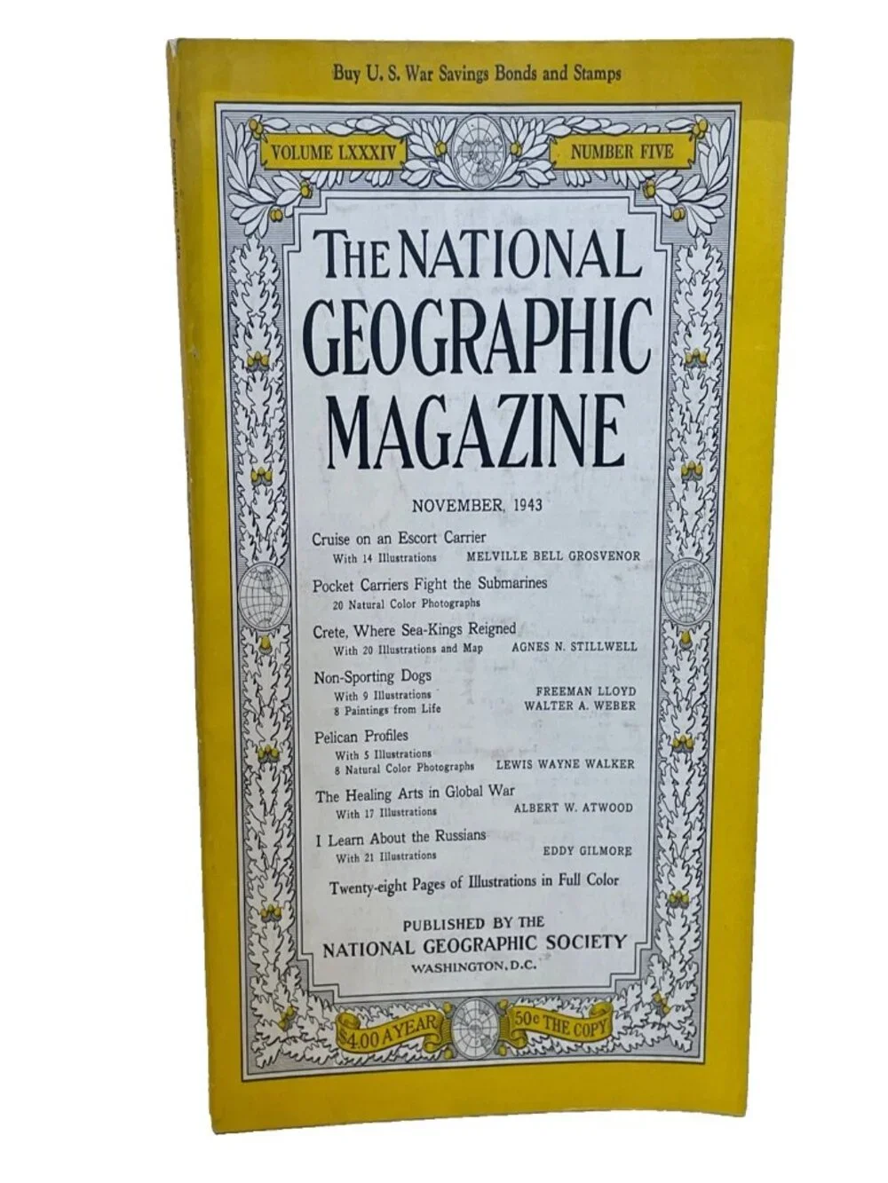 National Geographic November 1943 Vol 84 No 5 Vintage Magazine Navy WWII Dogs